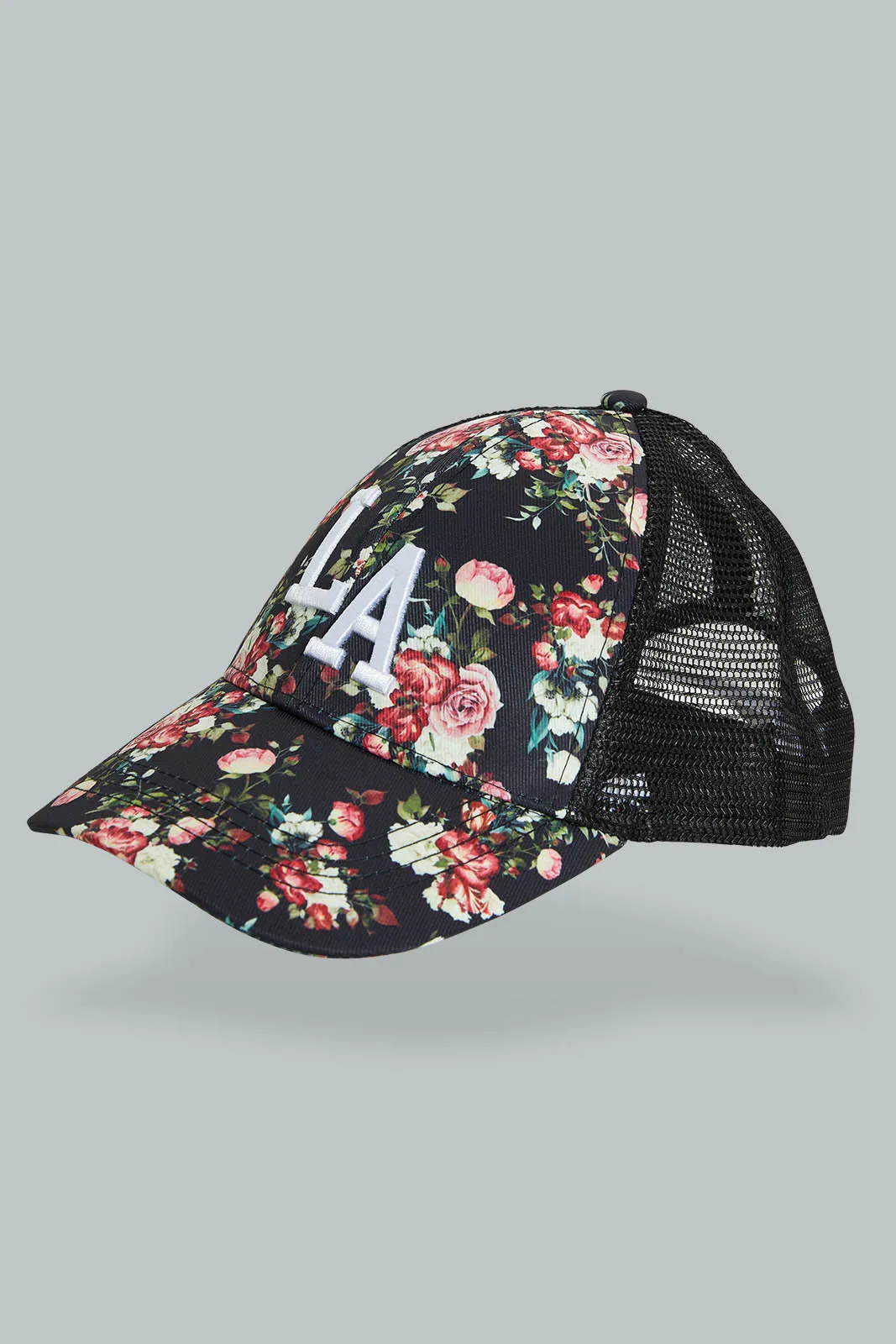 Navy Floral Cap