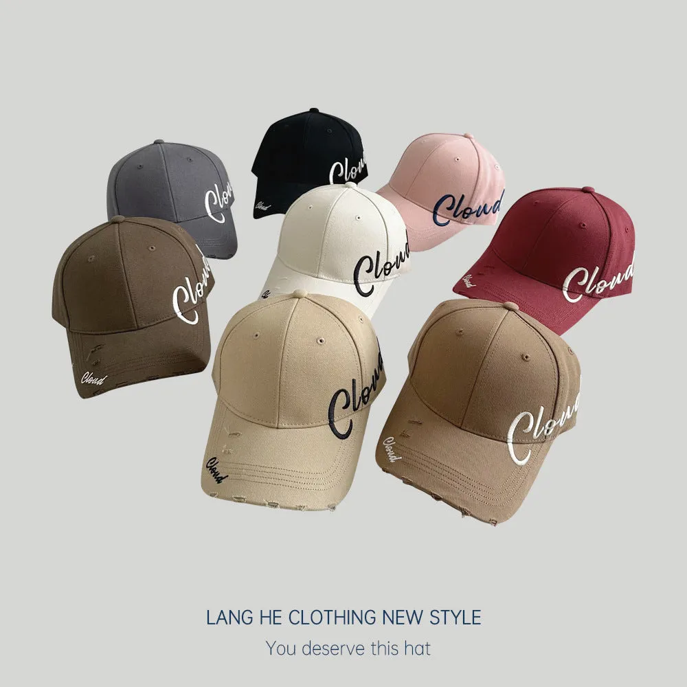 Niche embroidered hard-top baseball cap for men style fashionable peaked cap for female students, hole-in-the-wall personalized sun hat