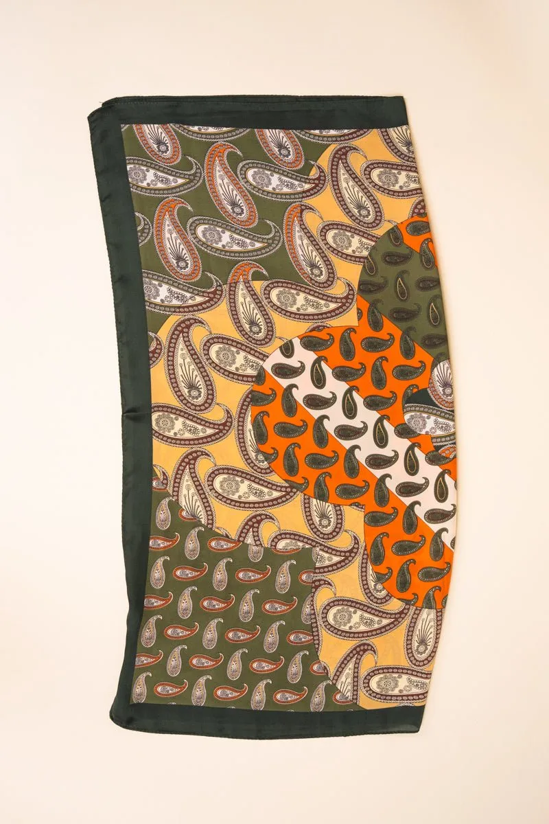 Paisley Place Olive Polyester Scarf