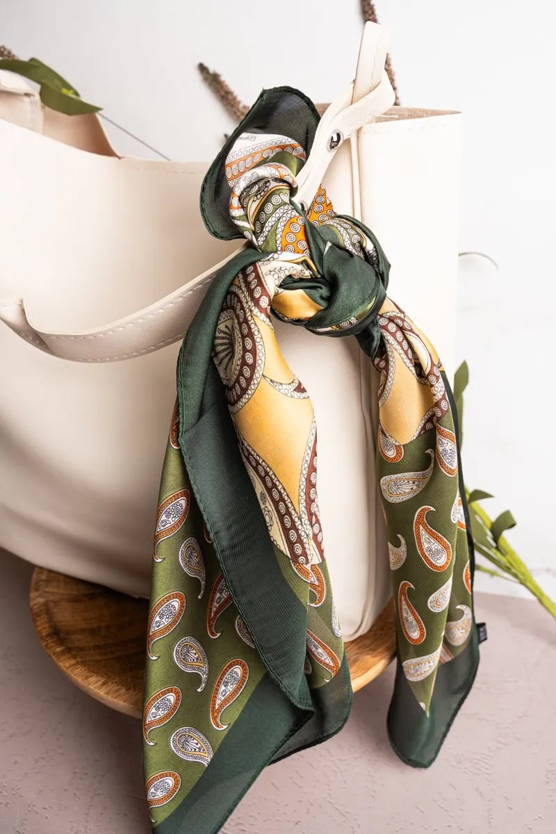 Paisley Place Olive Polyester Scarf