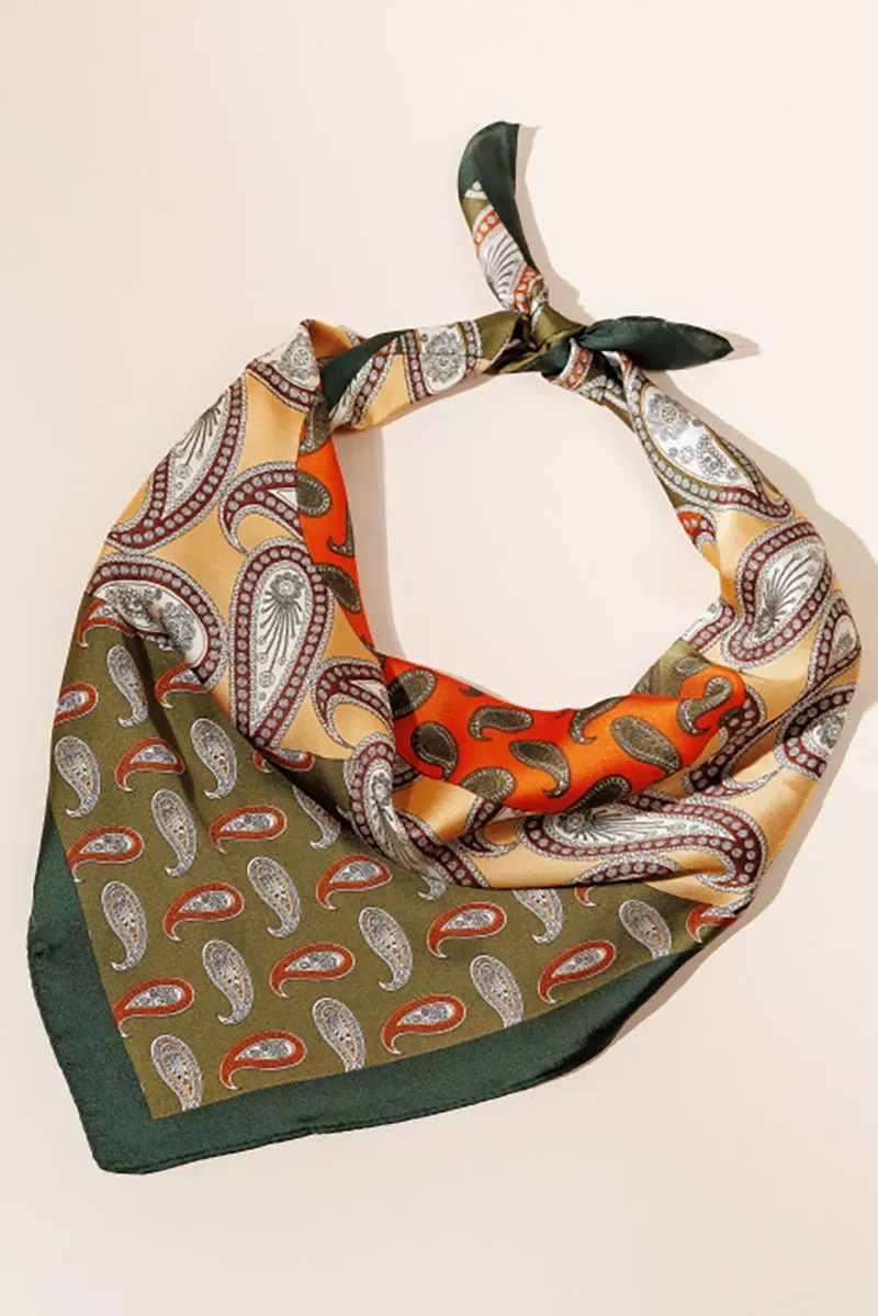 Paisley Place Olive Polyester Scarf