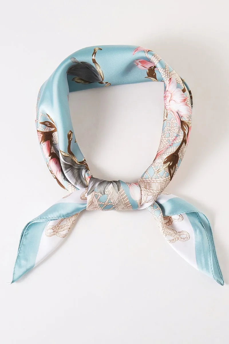 Parisian Cafe Mint Square Satin Scarf