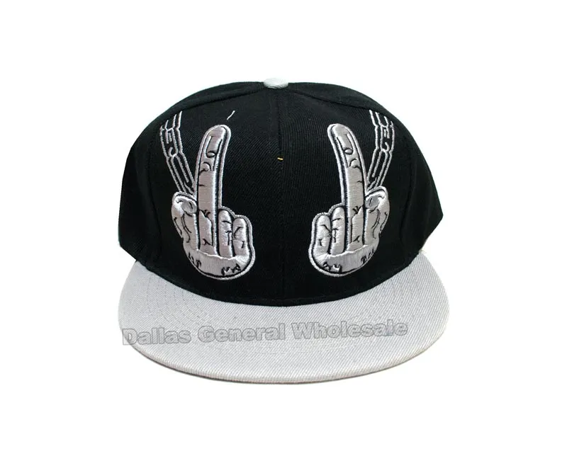 Peace Sign Snap Back Flat Bill Caps Wholesale