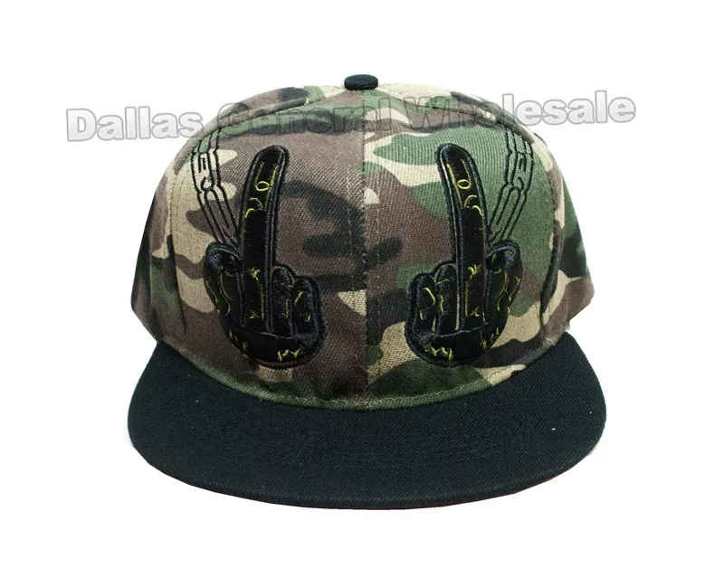 Peace Sign Snap Back Flat Bill Caps Wholesale