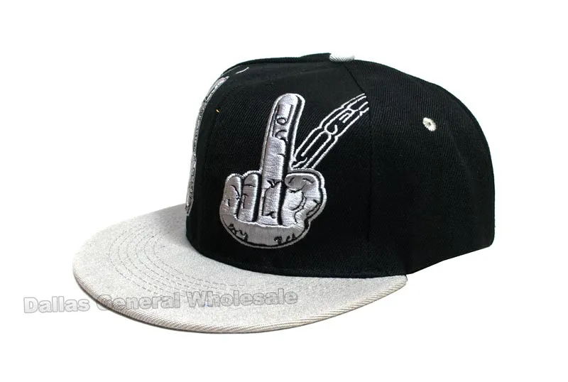 Peace Sign Snap Back Flat Bill Caps Wholesale