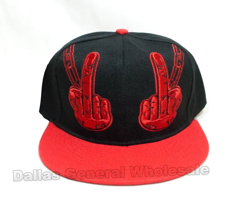 Peace Sign Snap Back Flat Bill Caps Wholesale