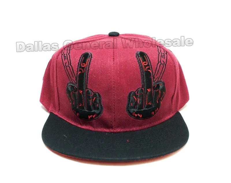 Peace Sign Snap Back Flat Bill Caps Wholesale