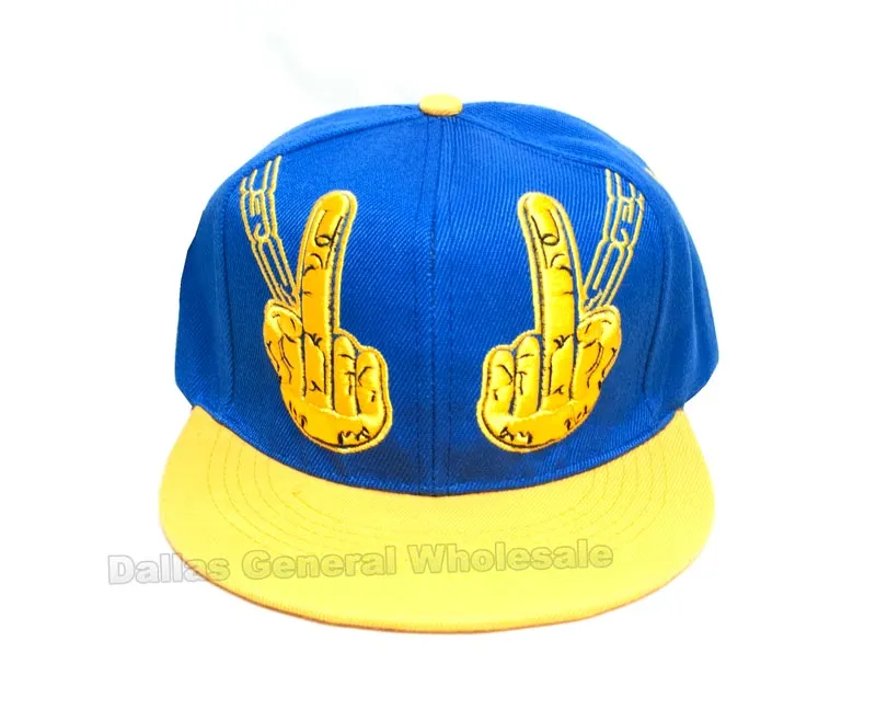 Peace Sign Snap Back Flat Bill Caps Wholesale