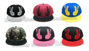 Peace Sign Snap Back Flat Bill Caps Wholesale