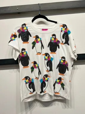 Penguin With Scarf Tee - White [Queen of Sparkles]