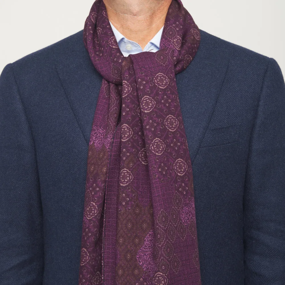 Purple Nebrodi Double Face Wool Scarf