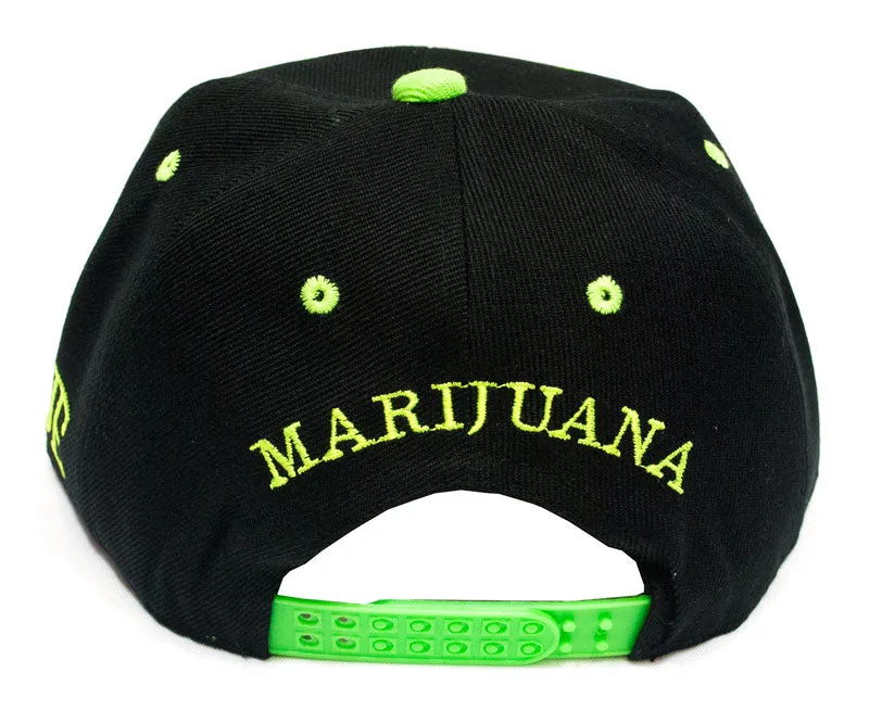 "Marijuana" Snap Back Flat Bill Trendy Caps