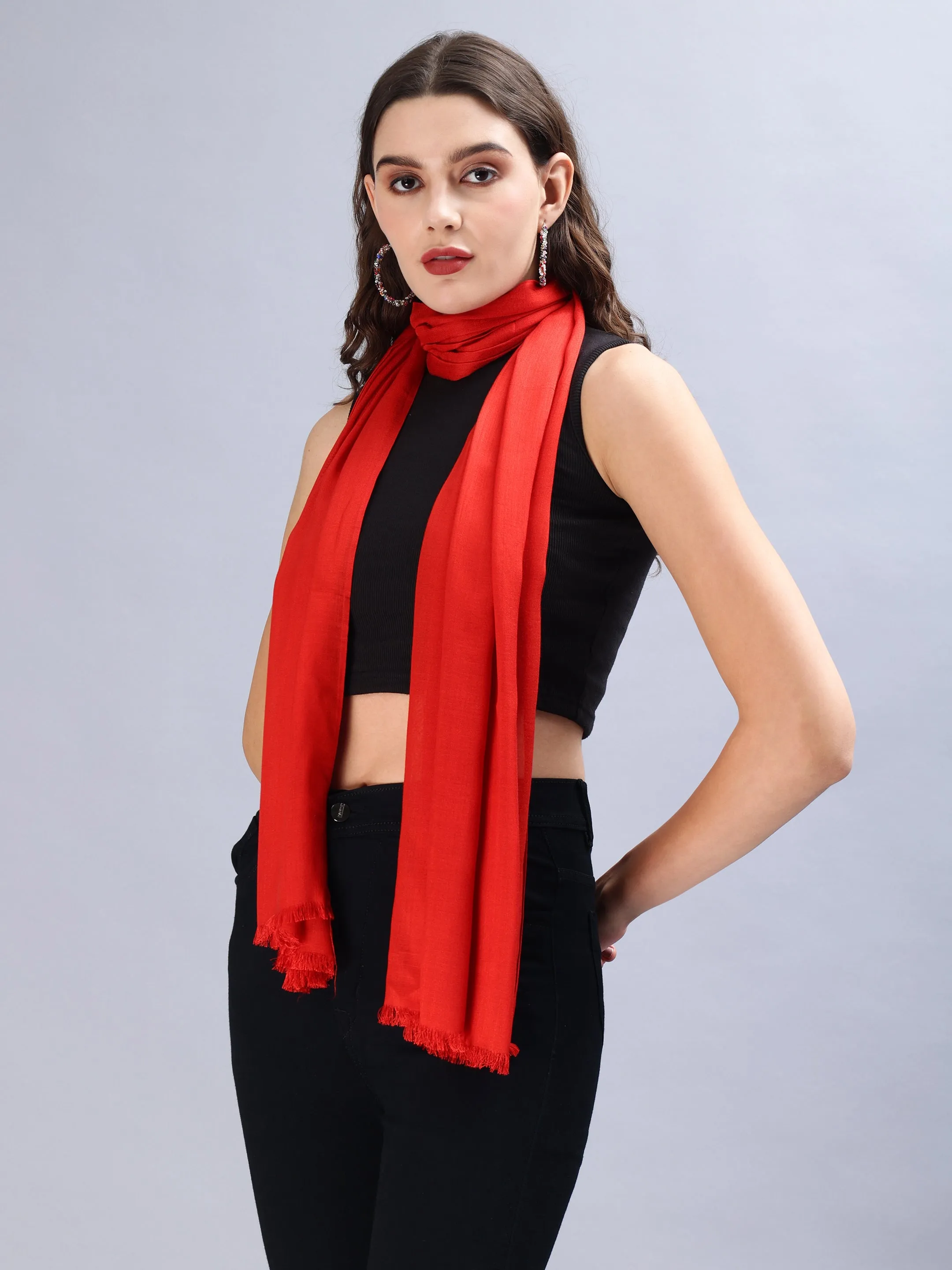 Red Viscose Summer Stole Scarves