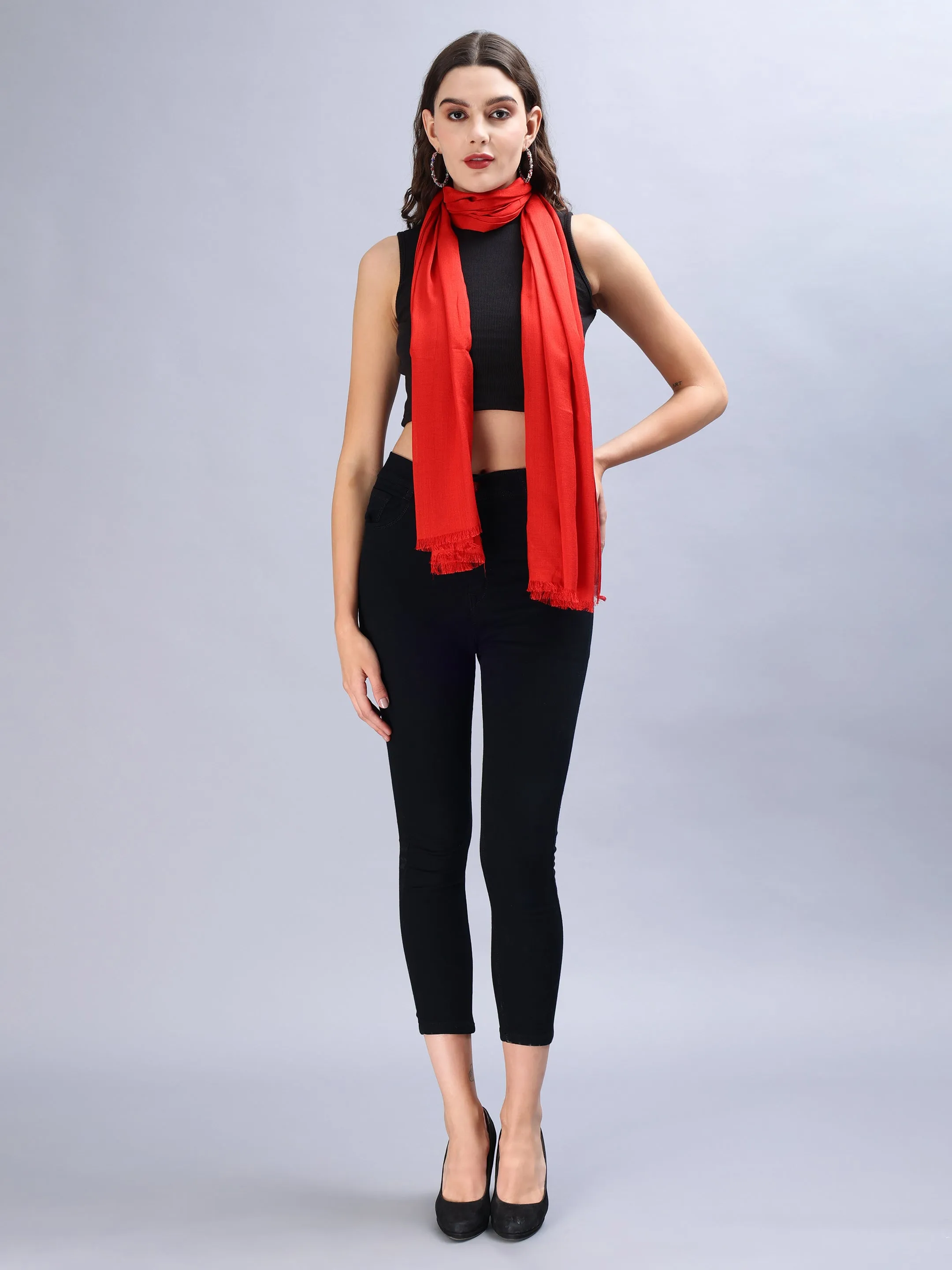 Red Viscose Summer Stole Scarves