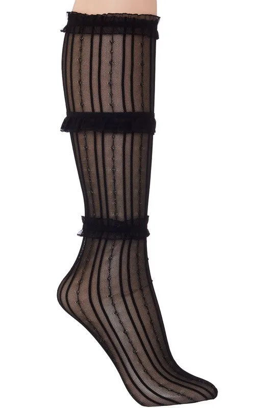 Sheer Black Ruffle Socks