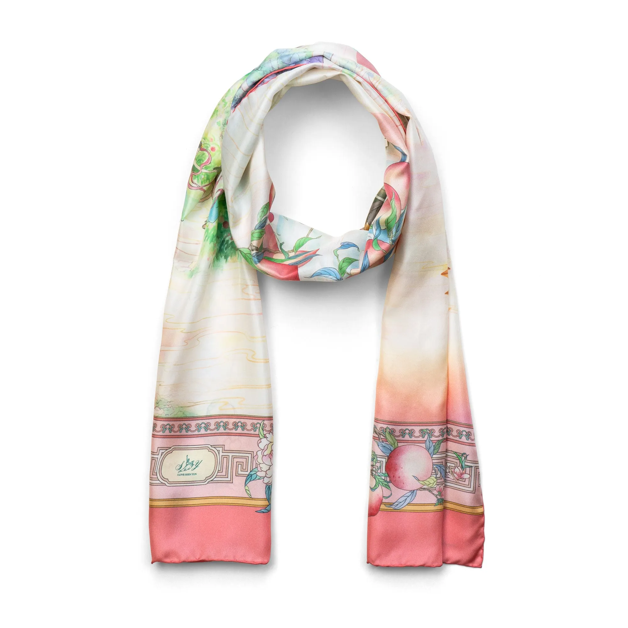 The Peaches of Immortality Long Silk Scarf