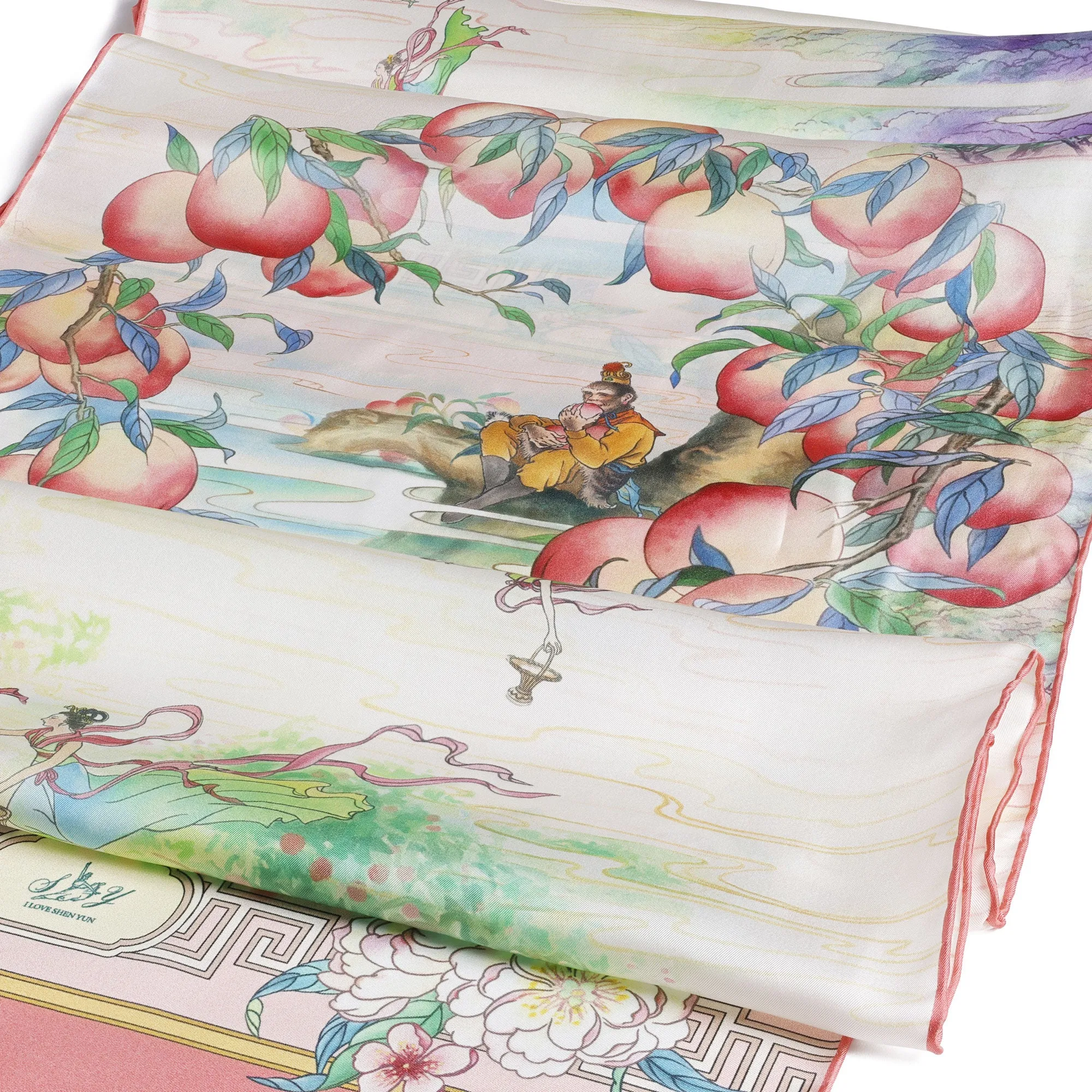 The Peaches of Immortality Long Silk Scarf