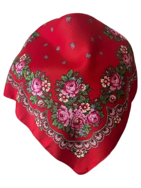 Traditional Polish Folk Head Scarf - Highlander Collection, Red