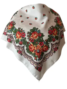 Traditional Polish Folk Head Scarf - Highlander Collection, White