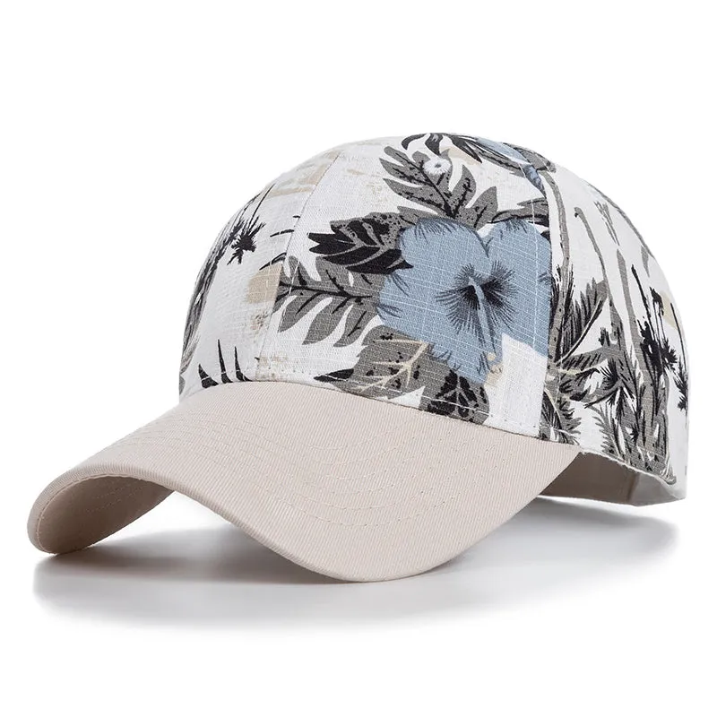 Trendy Floral Print Baseball Cap - Fushia