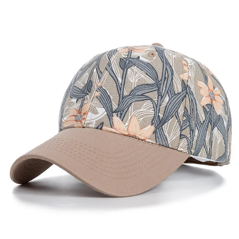 Trendy Floral Print Baseball Cap - Fushia