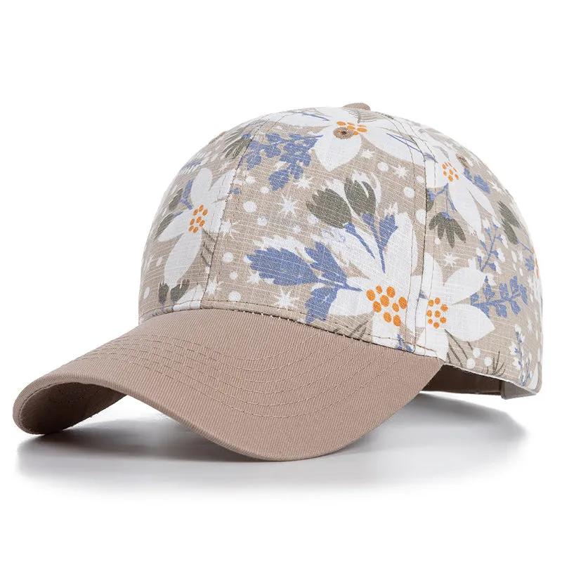 Trendy Floral Print Baseball Cap - Fushia