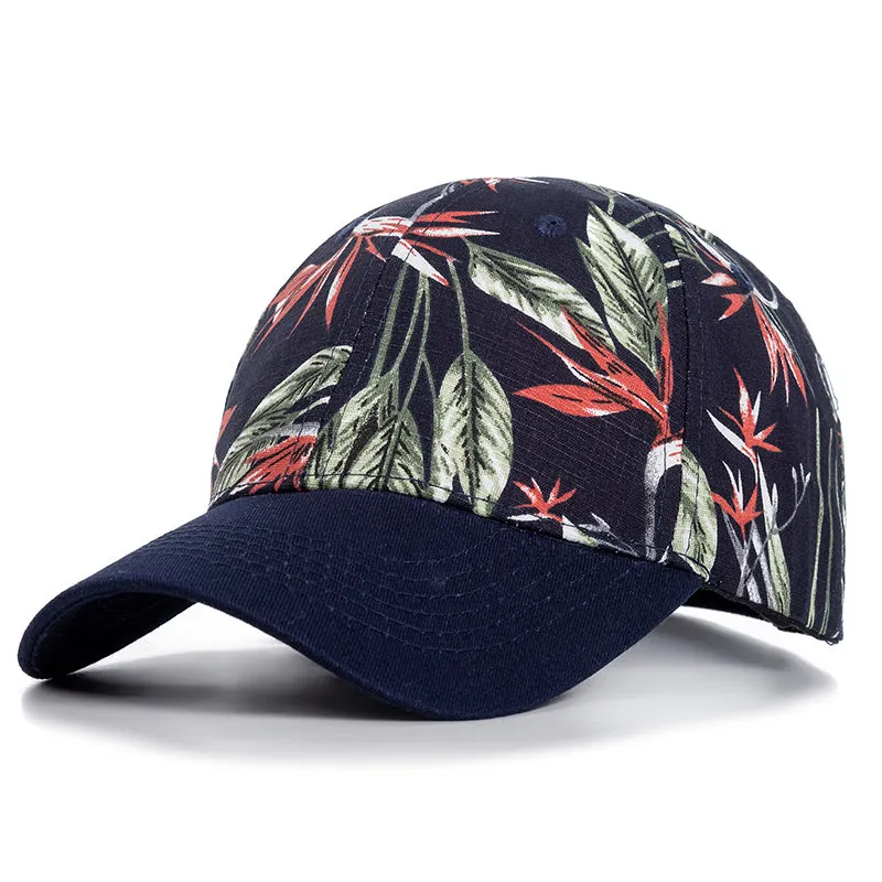 Trendy Floral Print Baseball Cap - Fushia