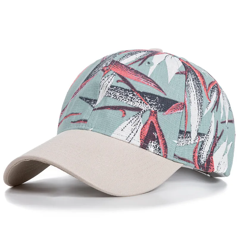 Trendy Floral Print Baseball Cap - Fushia