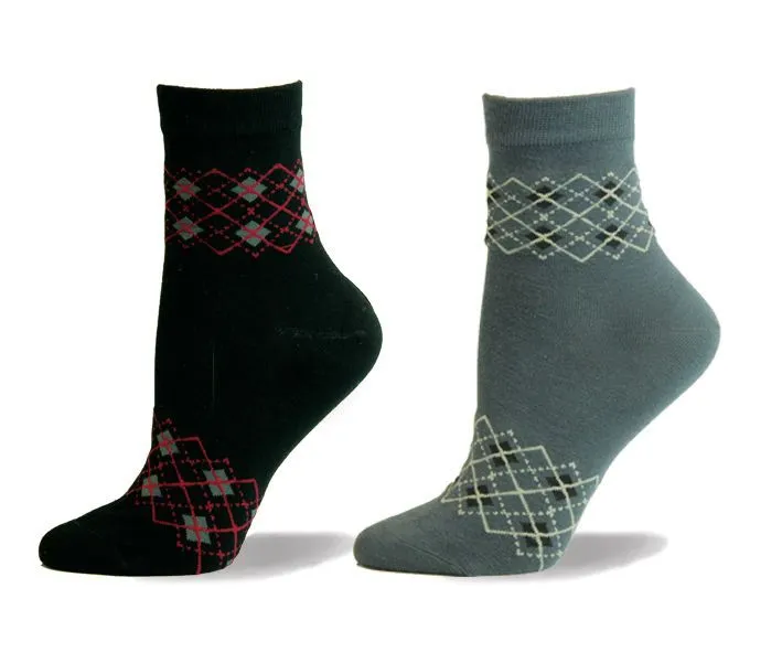 Vagden Women's Diamond Qtr Casual Bamboo Socks