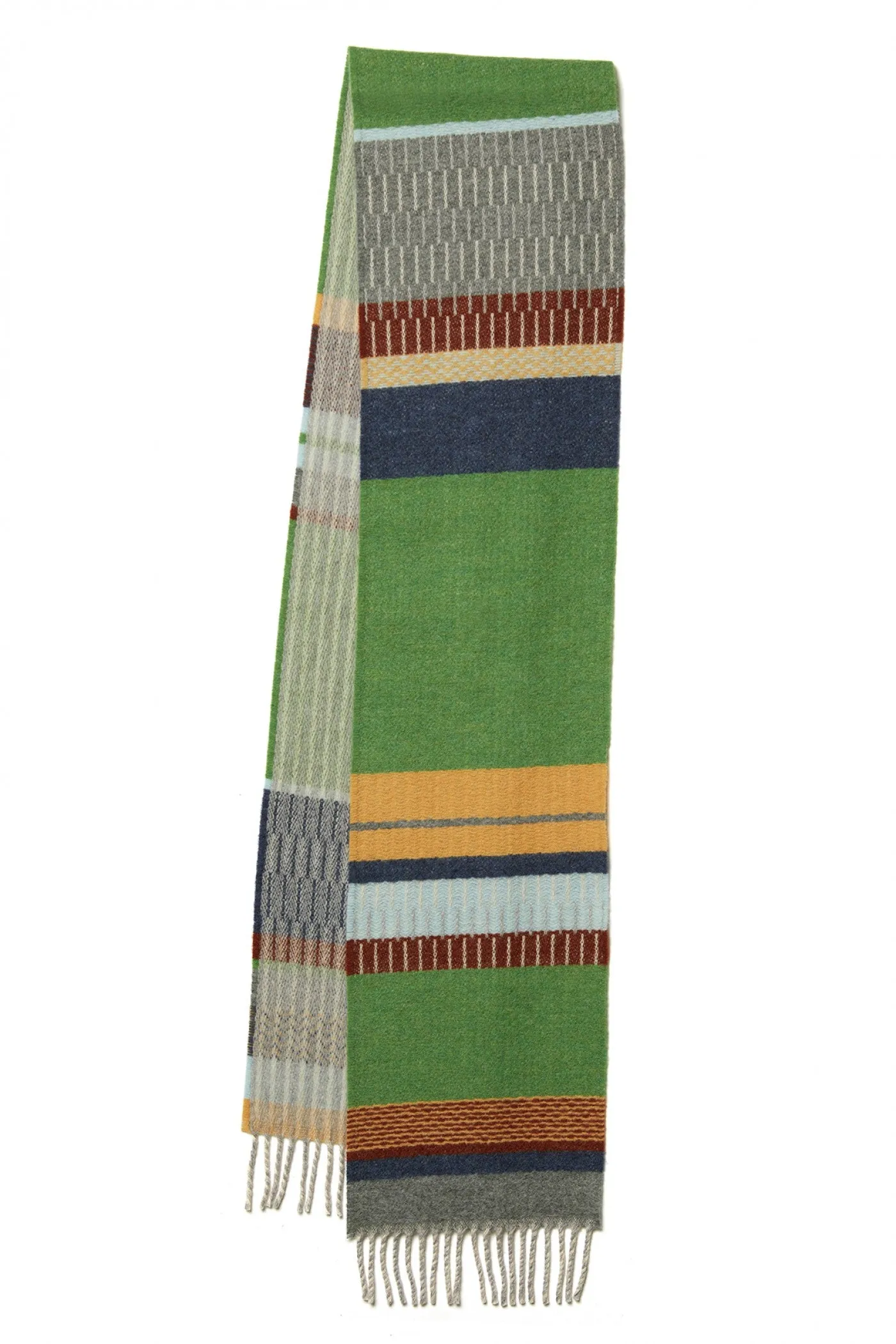 Wallace Sewell LAMBSWOOL STRIPE SCARVES  -Strathay - Pea  GREEN