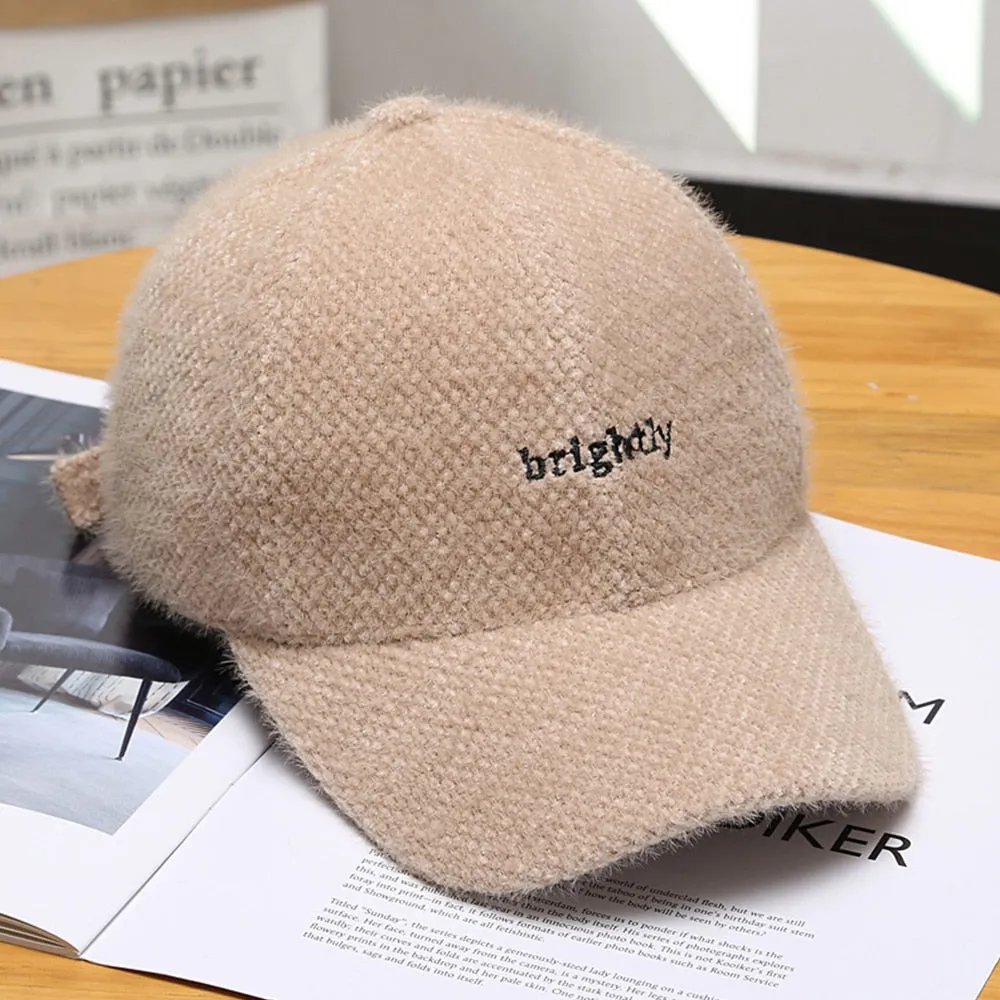 Windproof Cashmere Baseball Caps Trendy Velvet Winter Hats For Women