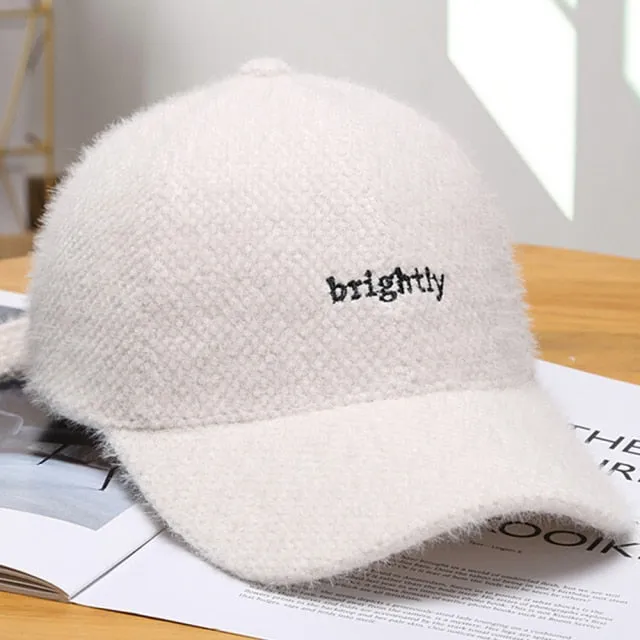 Windproof Cashmere Baseball Caps Trendy Velvet Winter Hats For Women