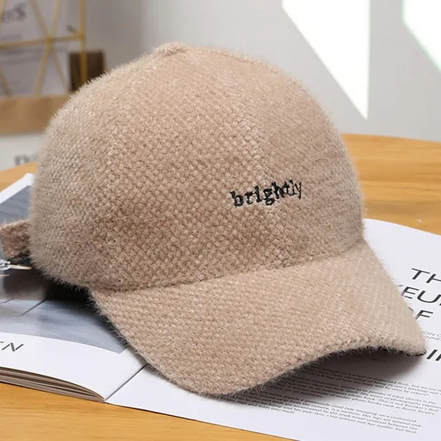 Windproof Cashmere Baseball Caps Trendy Velvet Winter Hats For Women