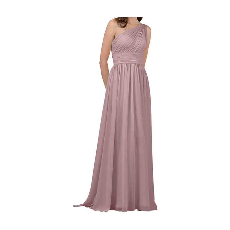 Women One Shoulder Bridesmaid Dresses Chiffon Long Maxi Formal Party Dress