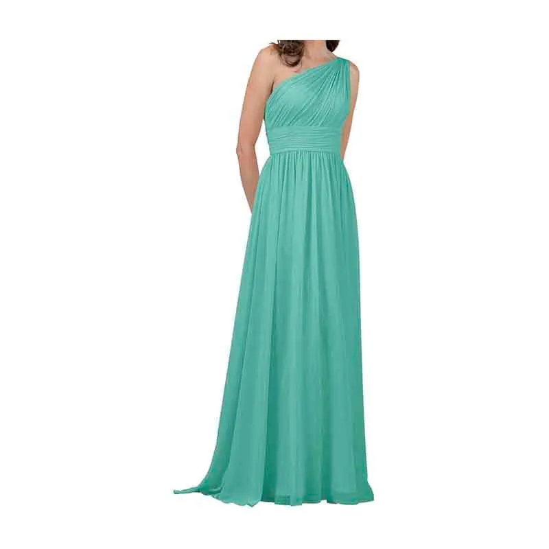 Women One Shoulder Bridesmaid Dresses Chiffon Long Maxi Formal Party Dress