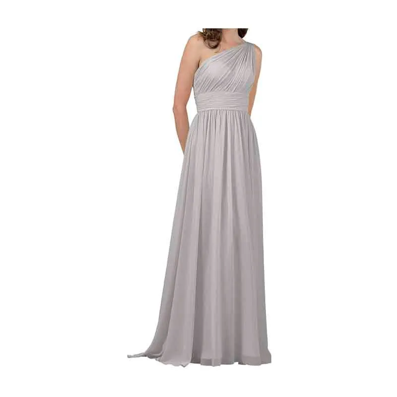 Women One Shoulder Bridesmaid Dresses Chiffon Long Maxi Formal Party Dress