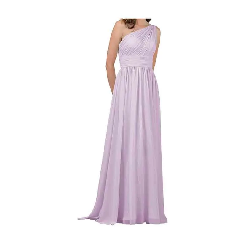 Women One Shoulder Bridesmaid Dresses Chiffon Long Maxi Formal Party Dress