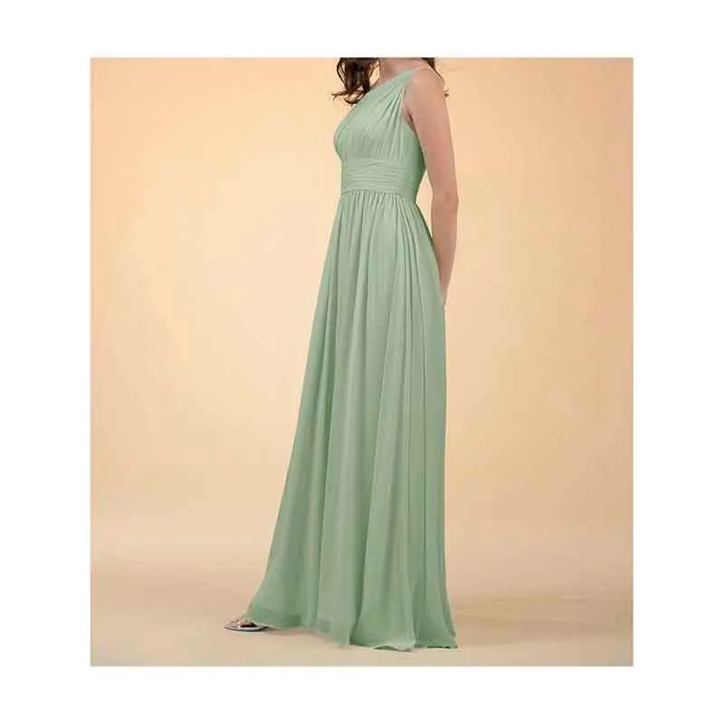 Women One Shoulder Bridesmaid Dresses Chiffon Long Maxi Formal Party Dress