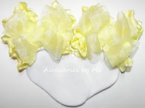 Yellow Organza Ruffle Bow Socks