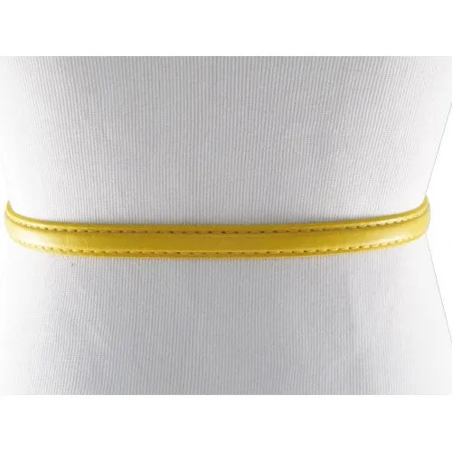 Yellow Skinny Belt with Covered Rectangle Buckle